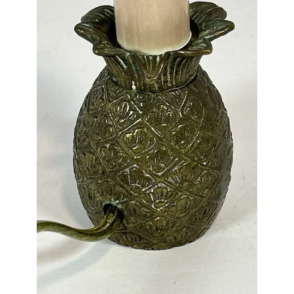 Vintage Brass Pineapple Candlestick‎ Lamp Table Window Night Light Electric 7